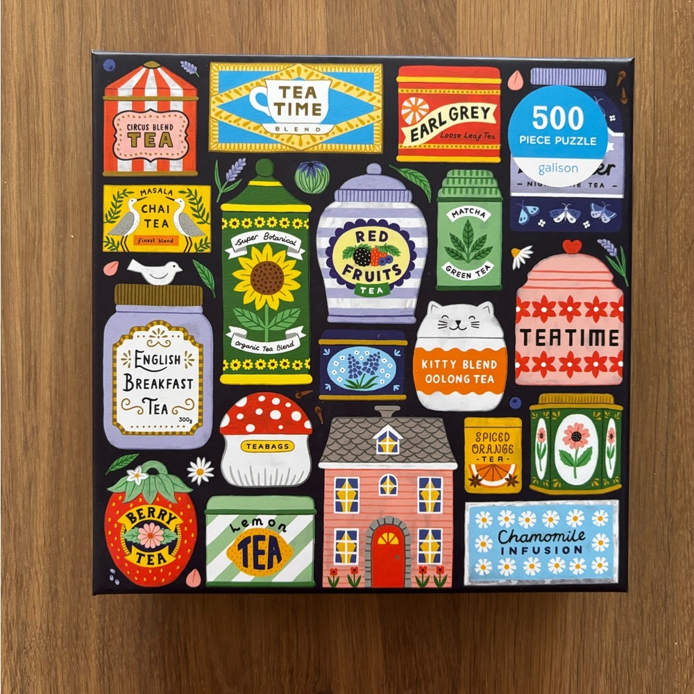 Galison Tea Time 500-Piece Puzzle - Colorful Tea Canisters (Multicolor)